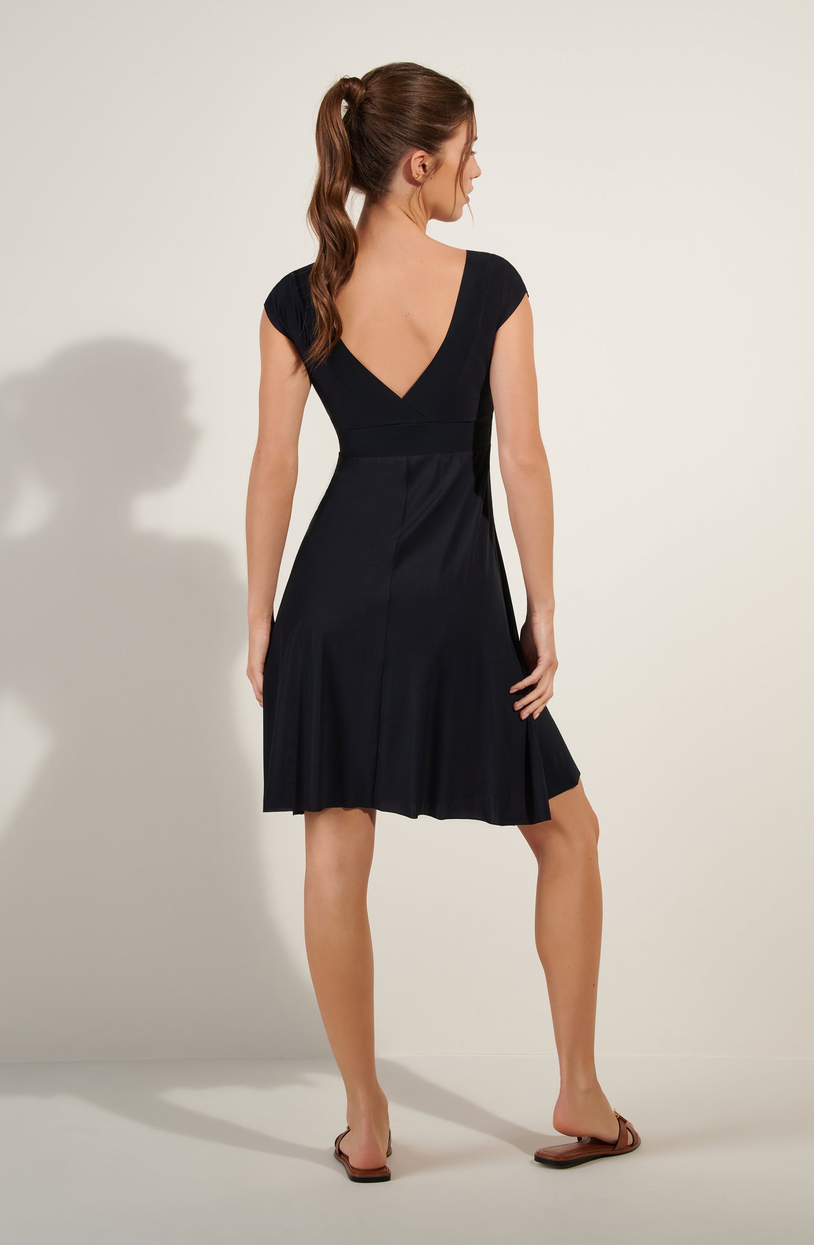 jalis black light voile low neck dress