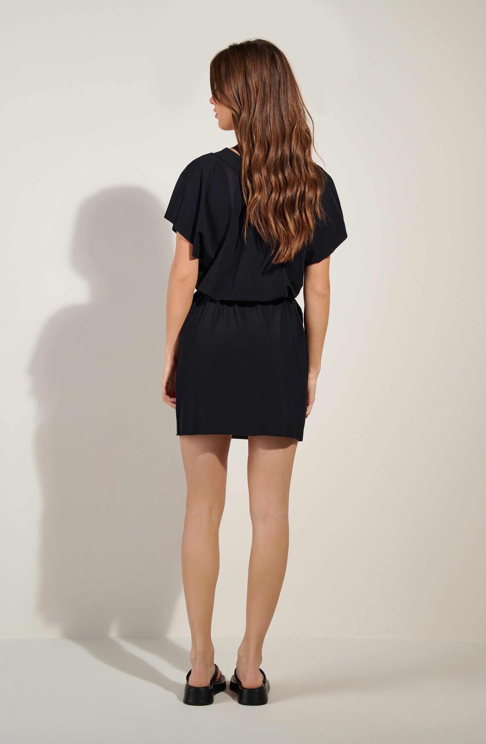 nalia loose black light voile tunic dress