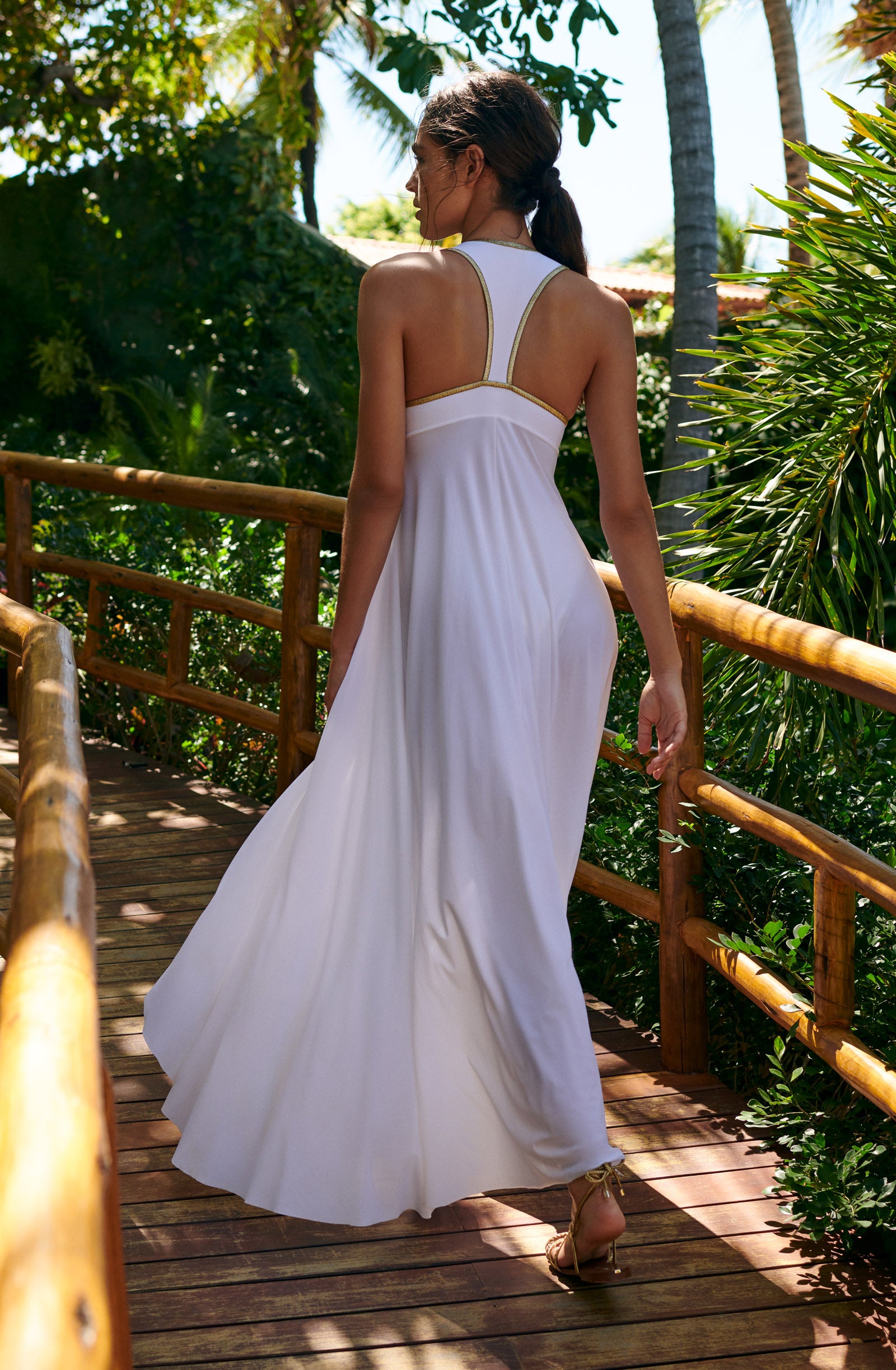 rosane long white dress opened at the front