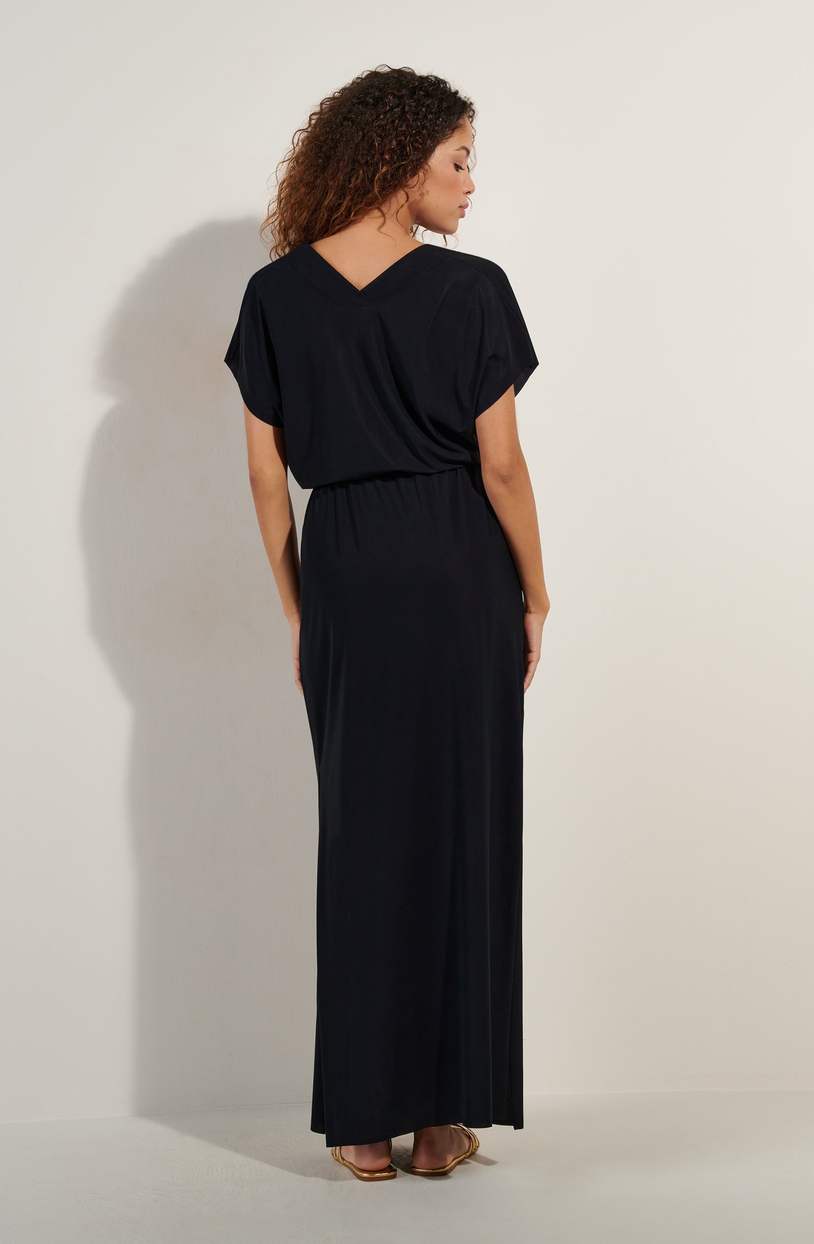 taya long and loose light voile black dress