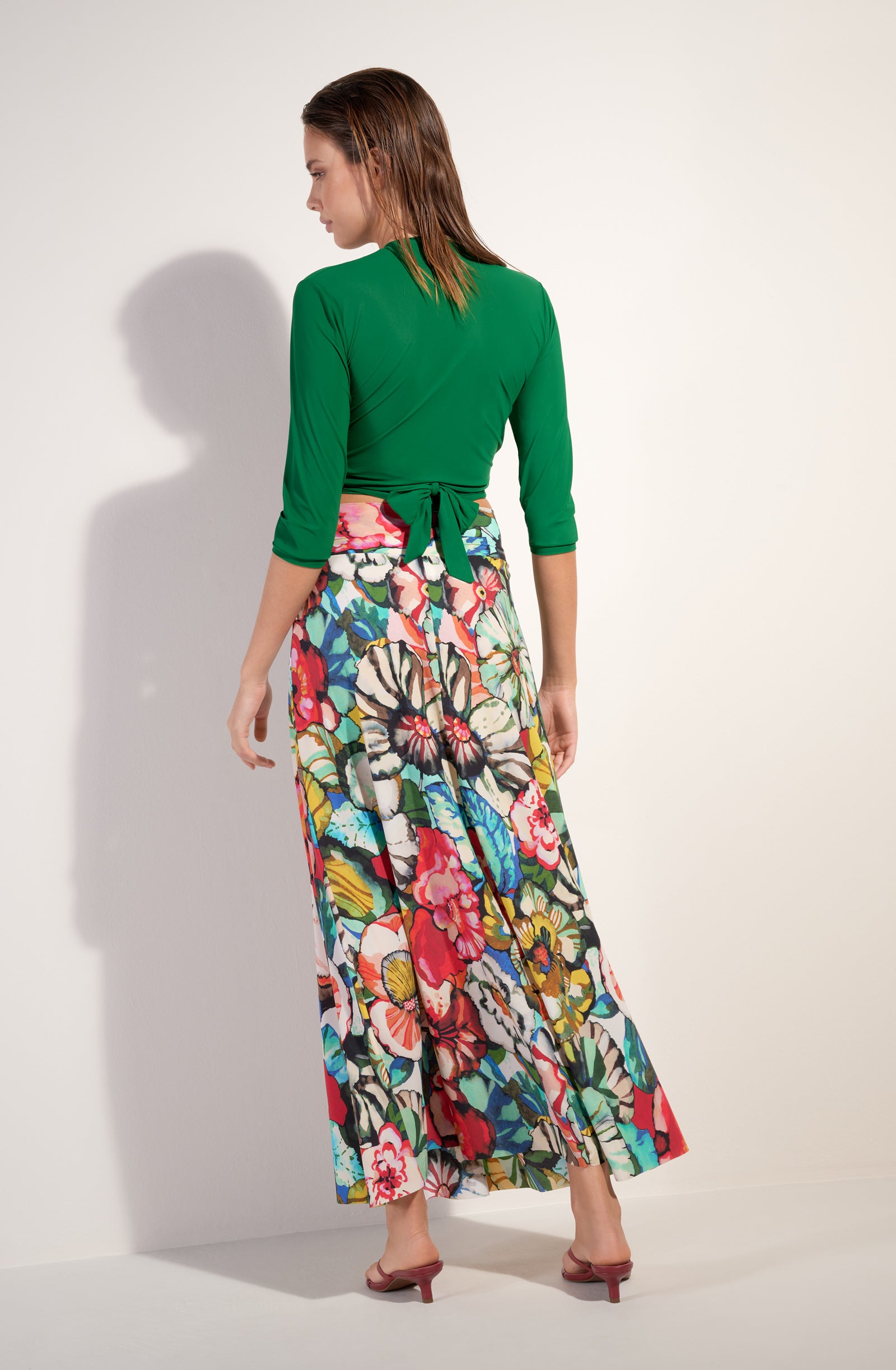 Jade long-sleeved wrap top