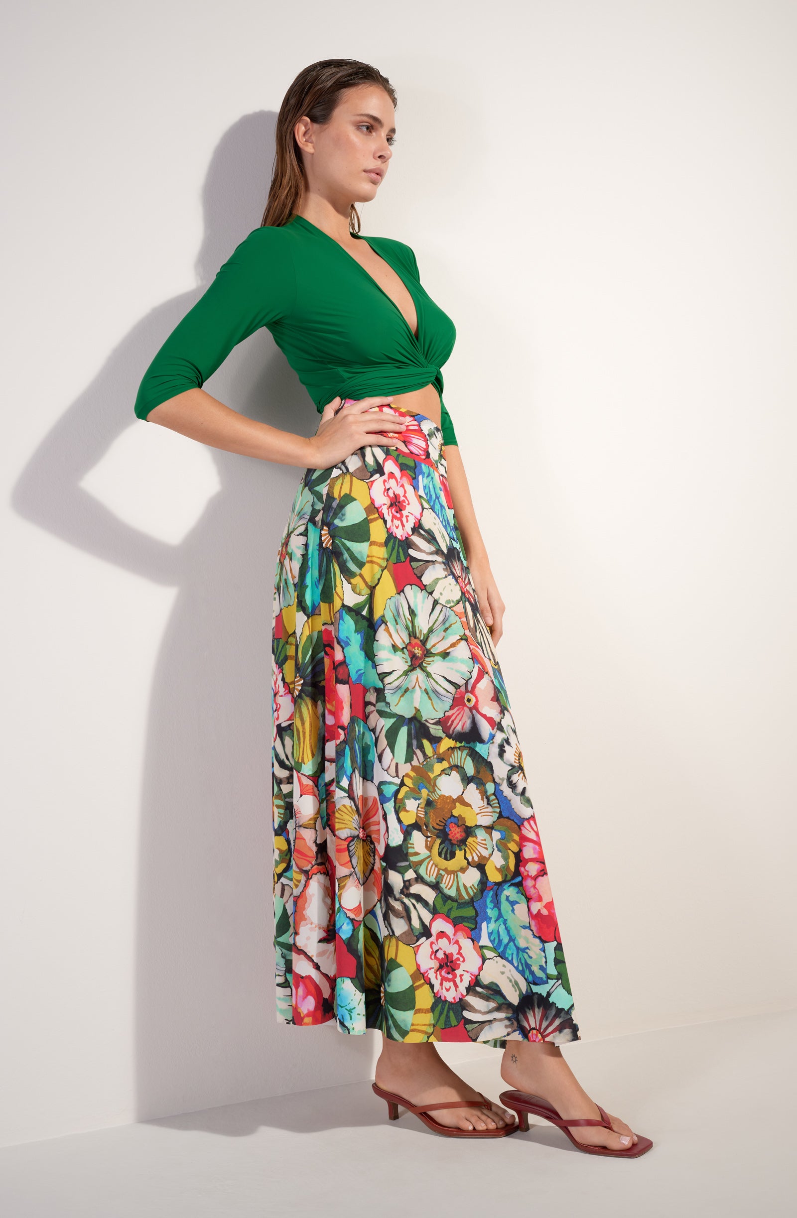 Jade long-sleeved wrap top