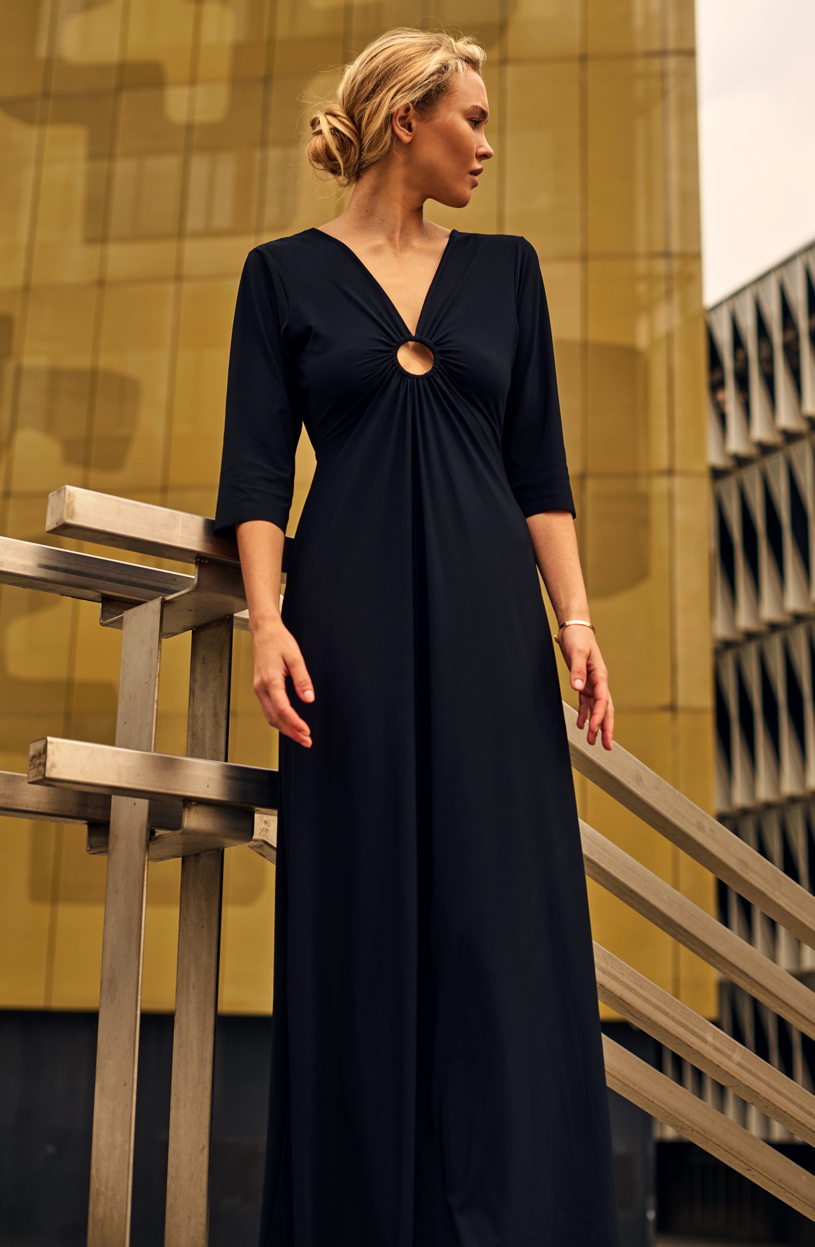 carmenn Black long dress with 3/4 sleeves