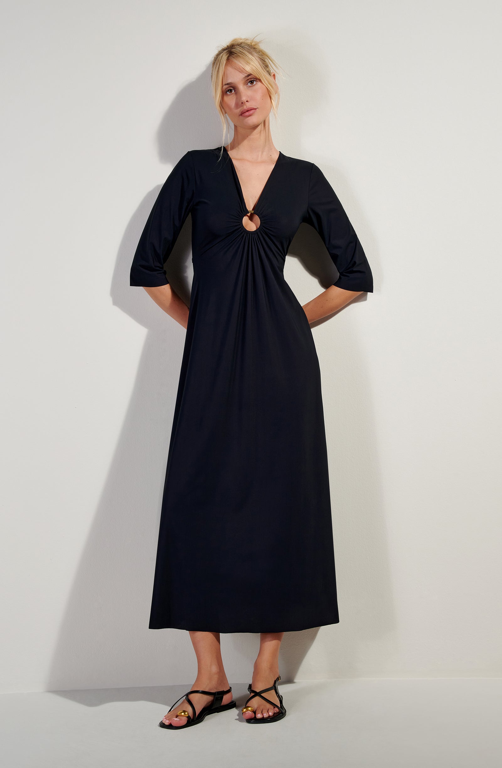 carmenn Black long dress with 3/4 sleeves