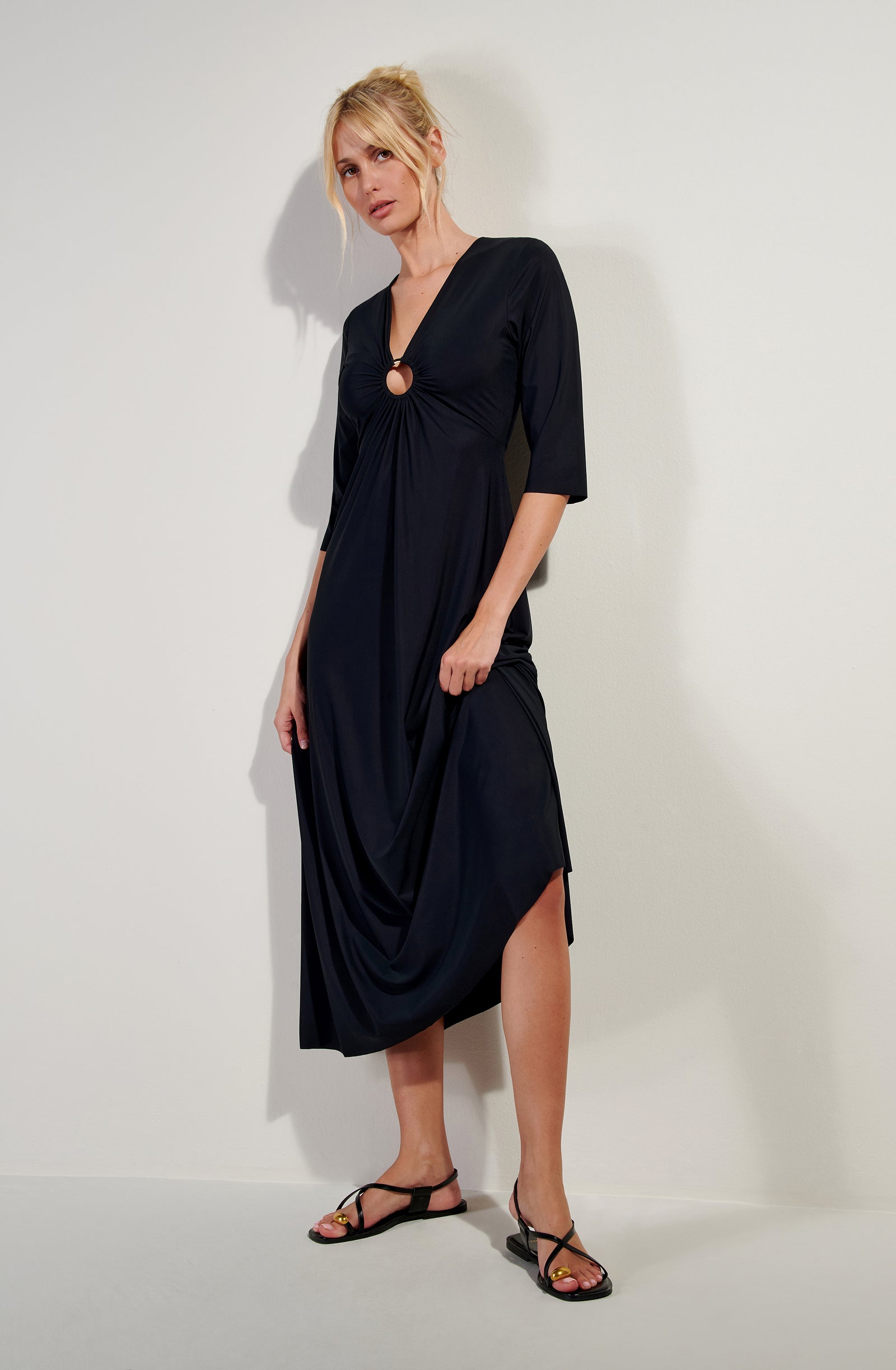 carmenn Black long dress with 3/4 sleeves