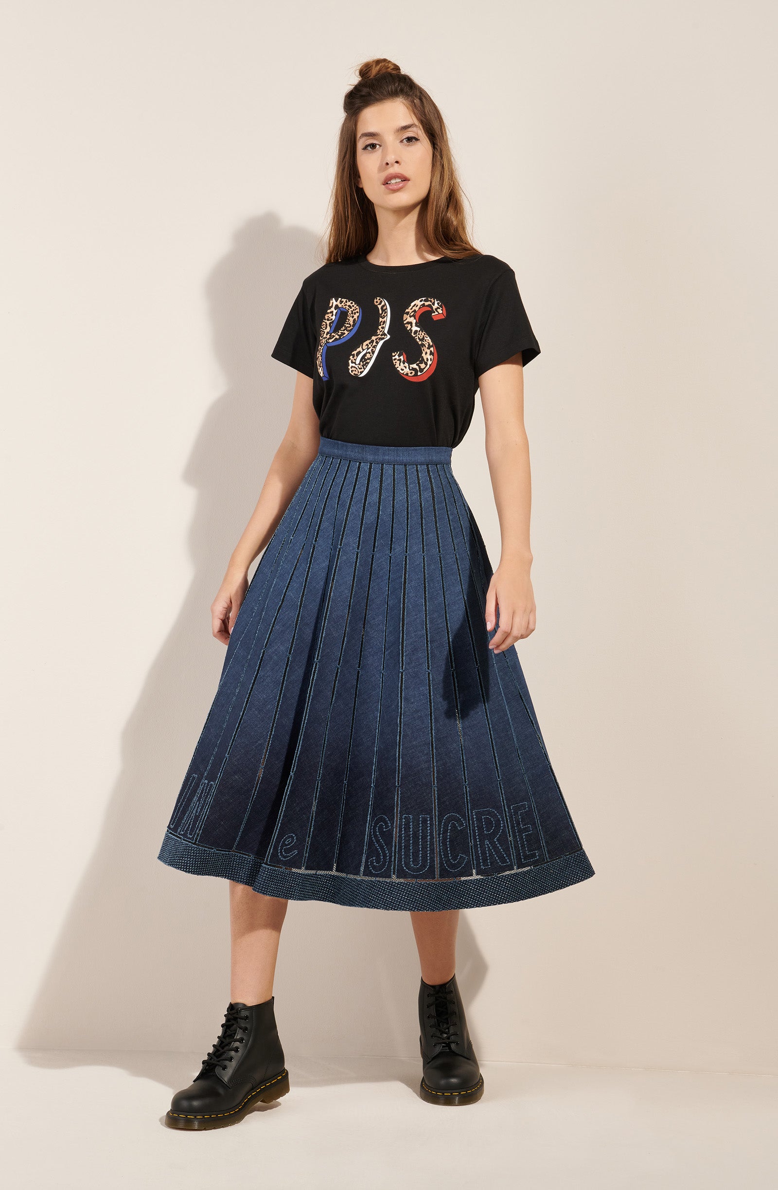 thiya black pds branded cotton t shirt