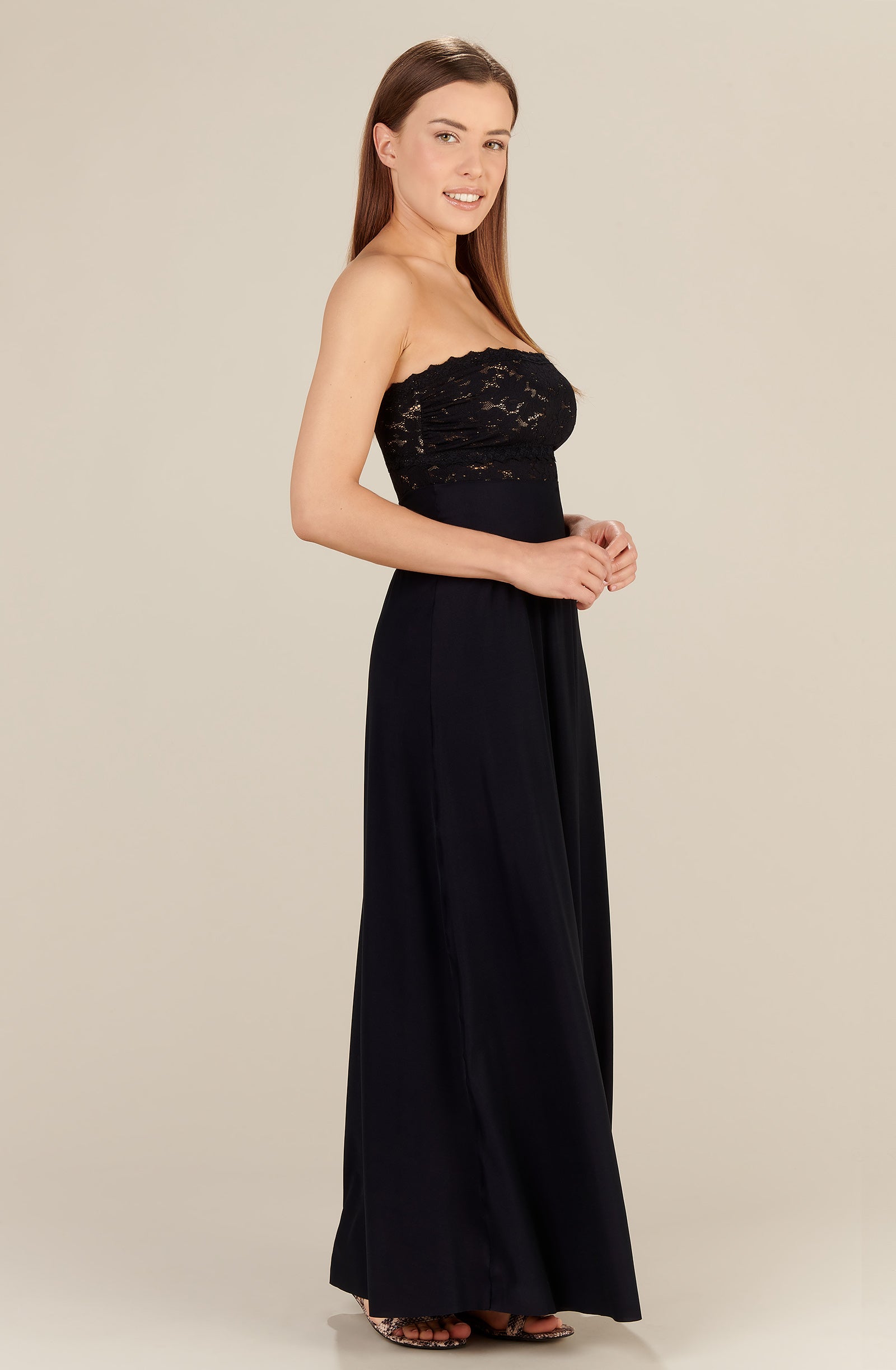 black lace bandeau strapless top