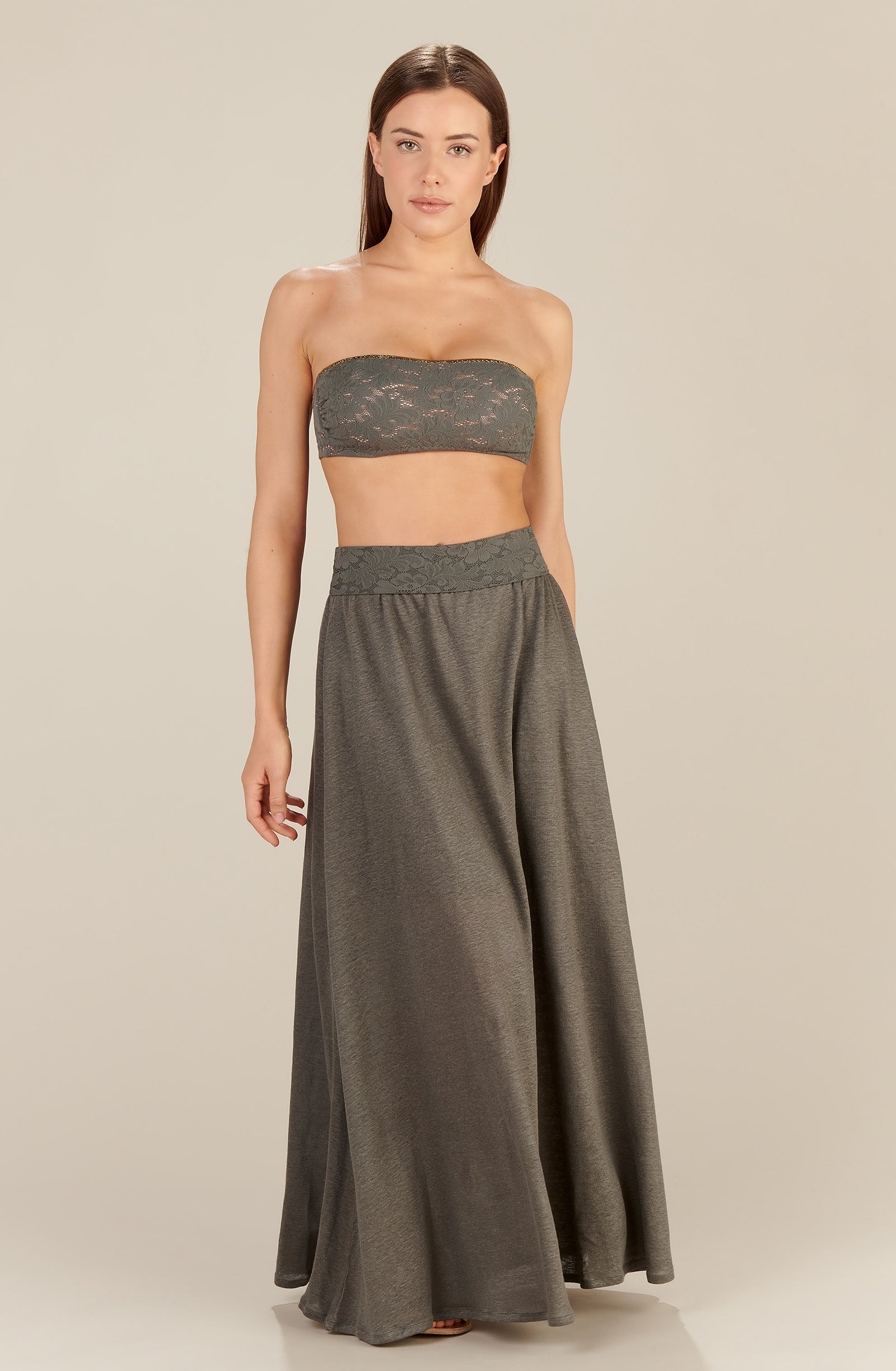 long almond multiposition skirt