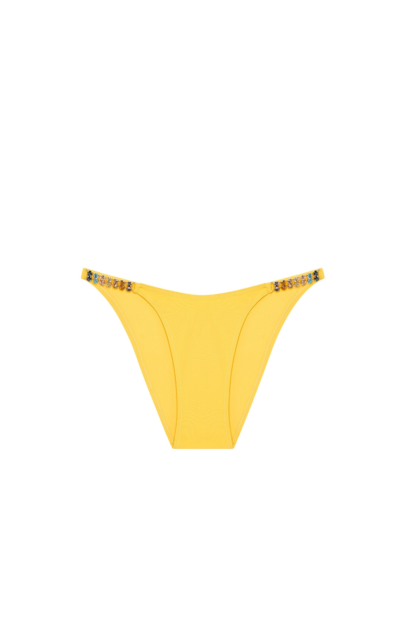 batia Sun yellow scooped-out bikini bottoms with jewels