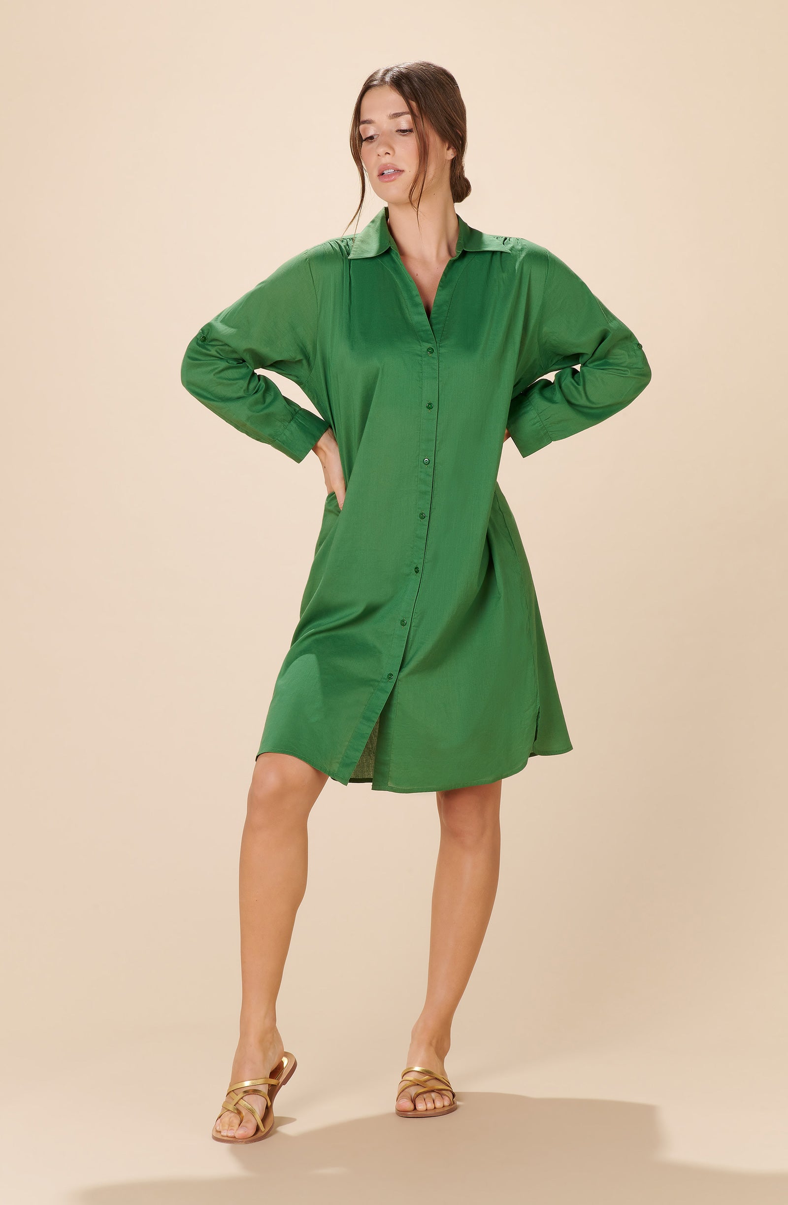cassandre olive green shirt dress