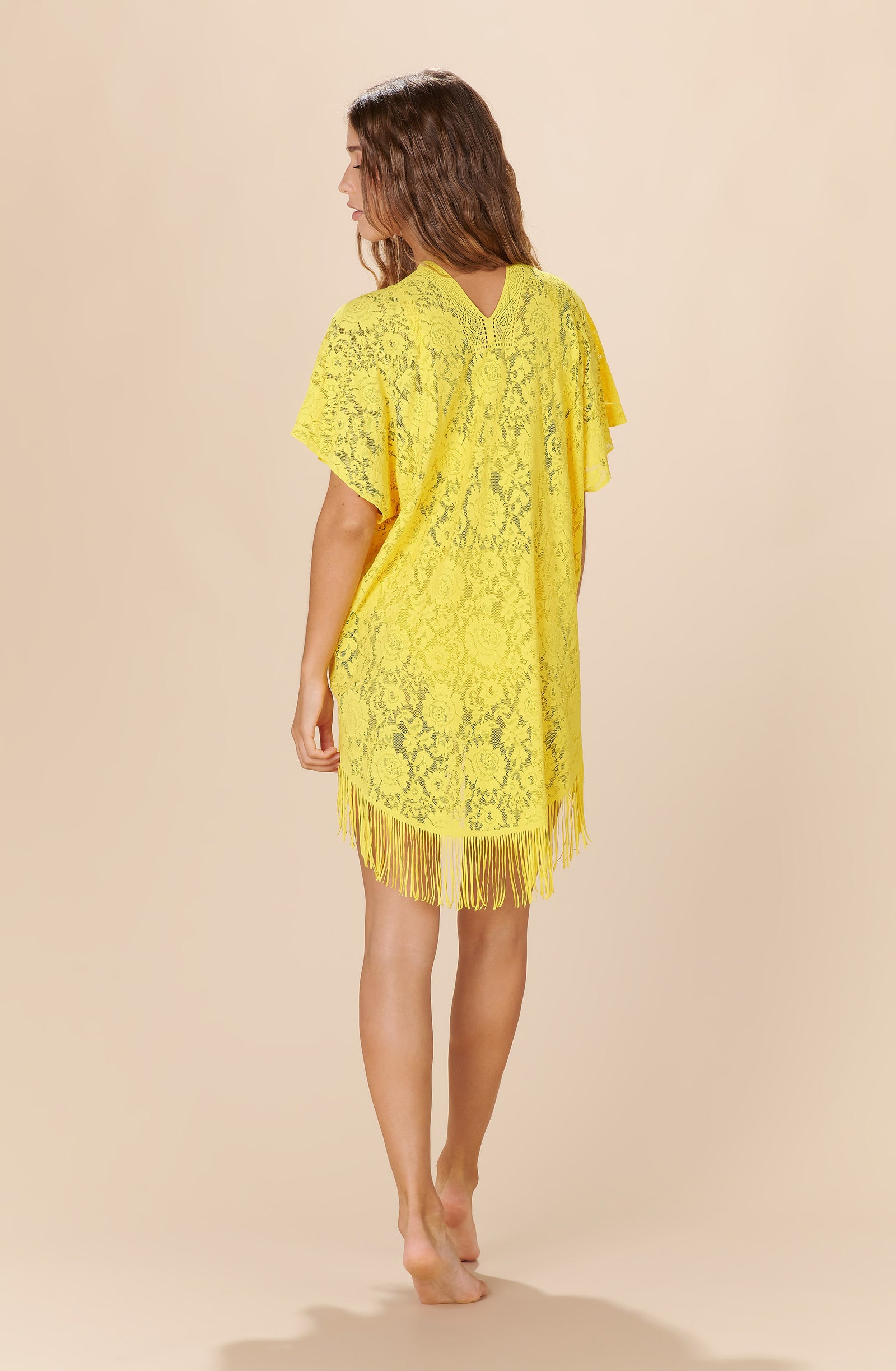 jesse Sun yellow lace poncho tunic