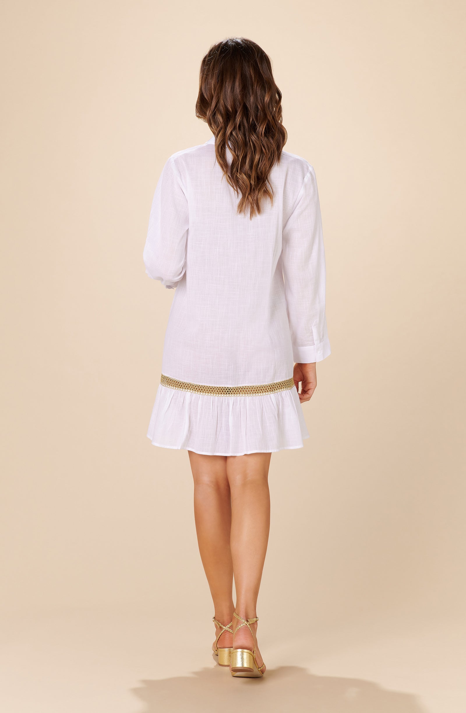 opia White shirt dress with macrame detail
