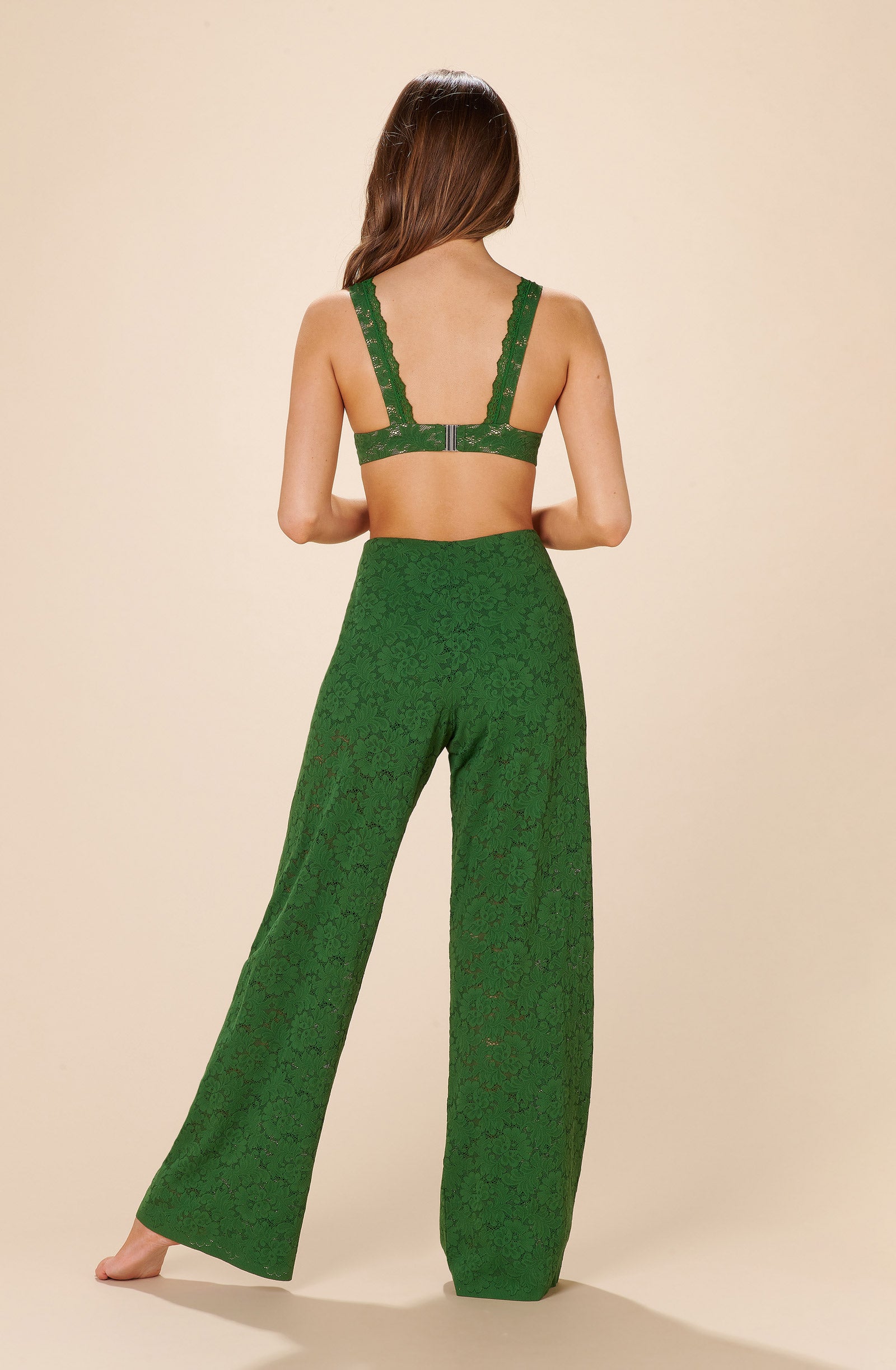 paco olive green lace trousers