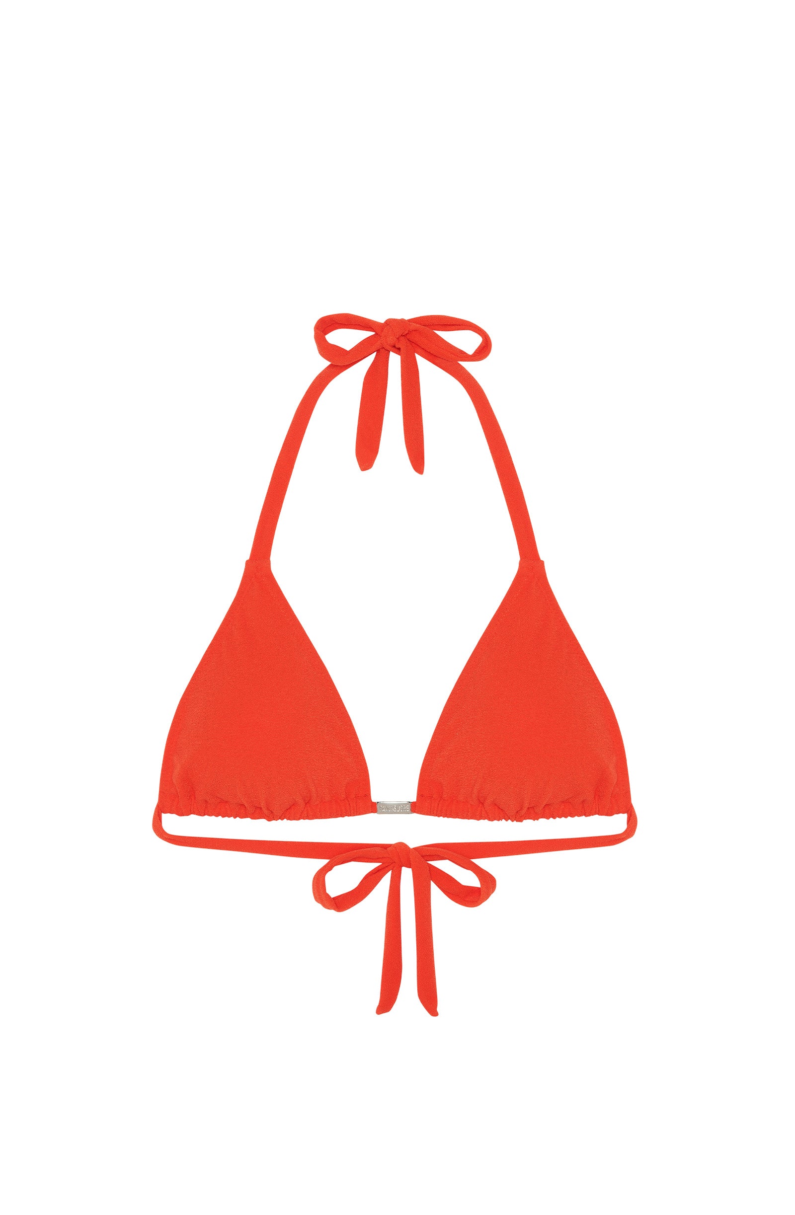 sofya Orange terry triangle bikini top with jewels