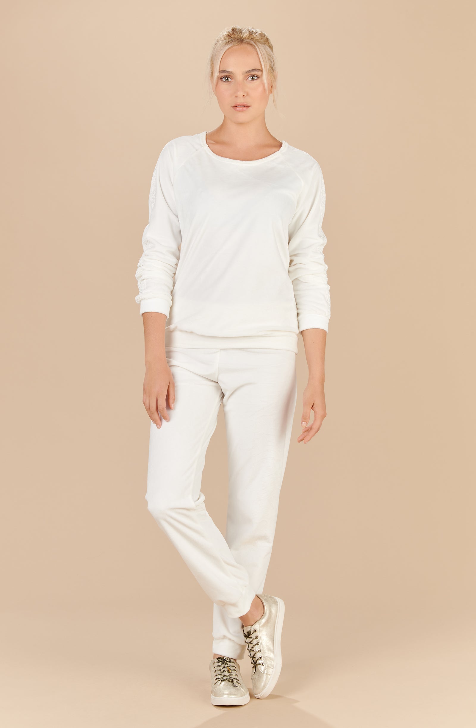 narcisse white velvet tracksuit