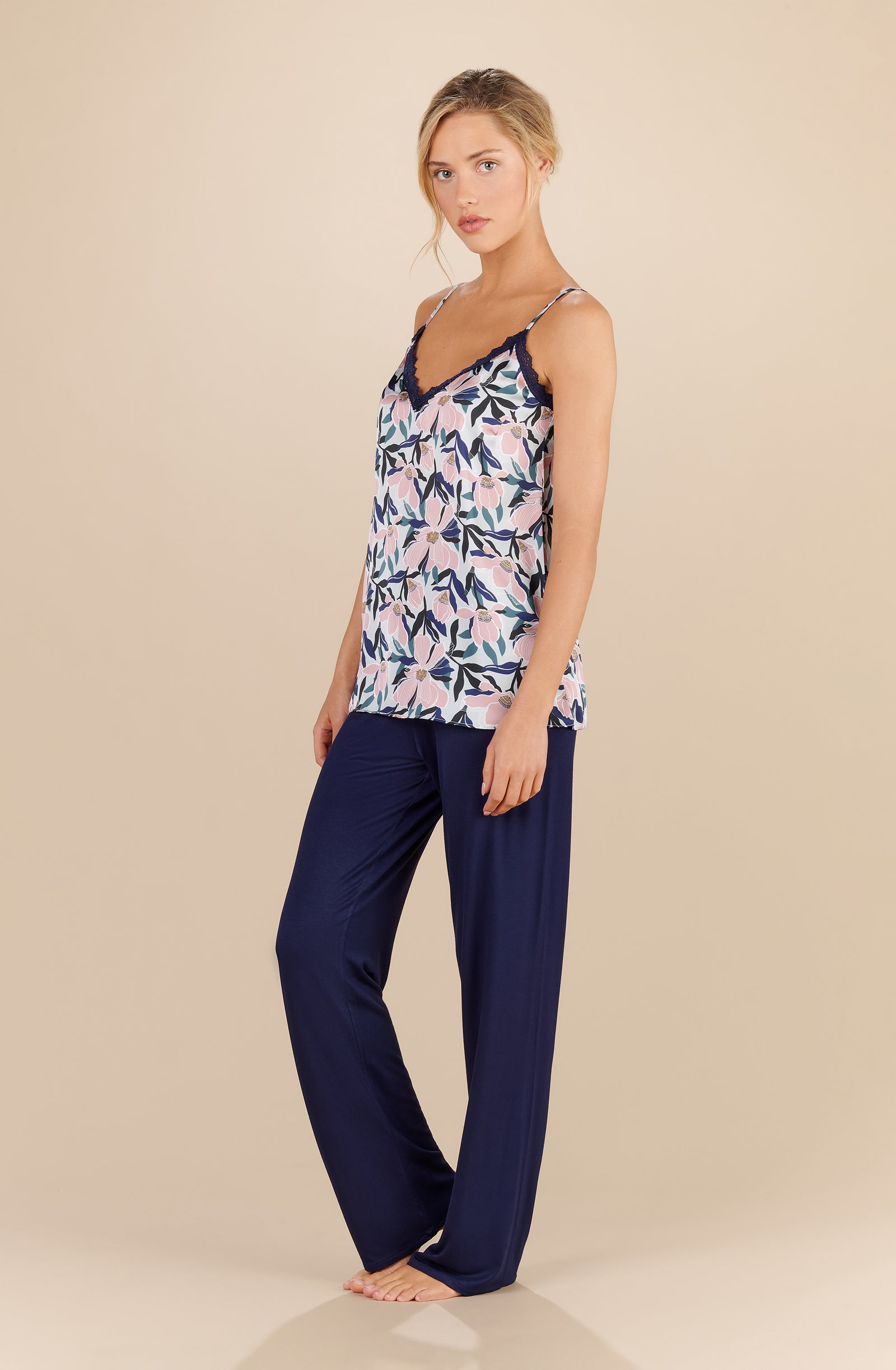 elfy magnolia print satin camisole