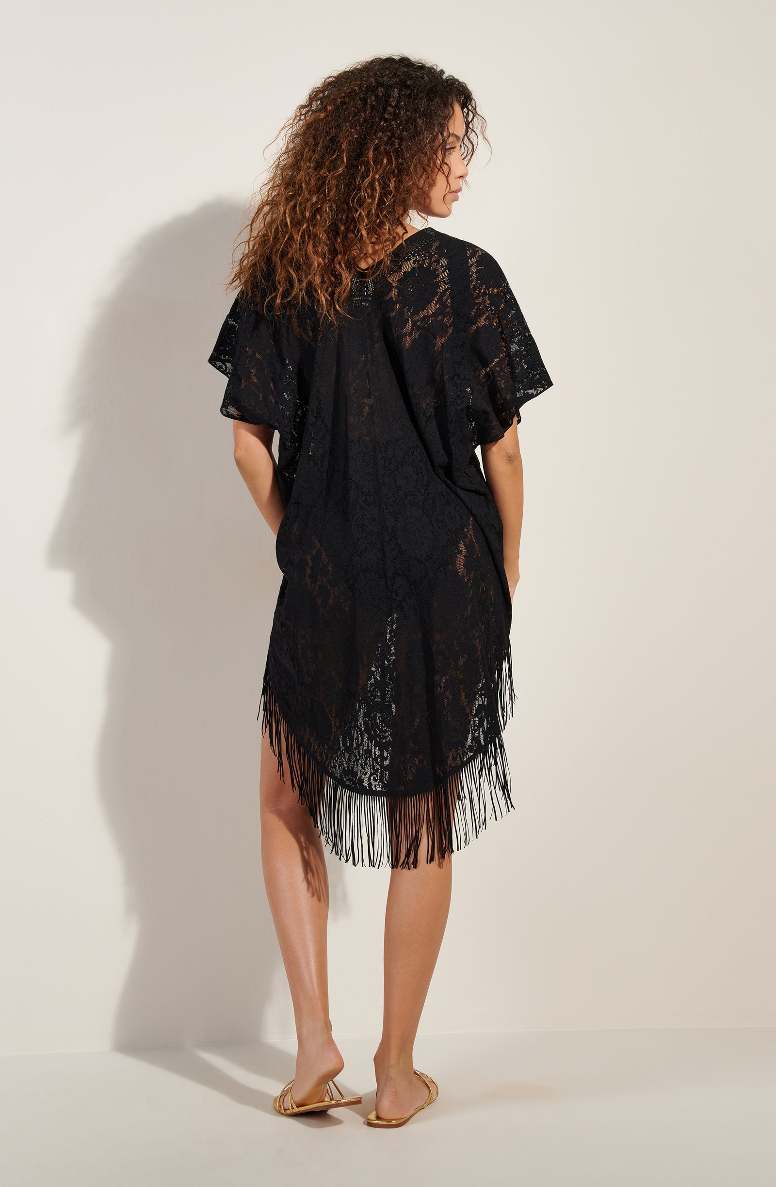 jesse Tunique poncho en dentelle noir