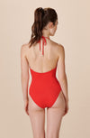 baha Red scooped-out swimsuit