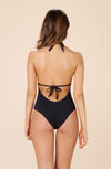 bresil black low neck swimsuit with jewels