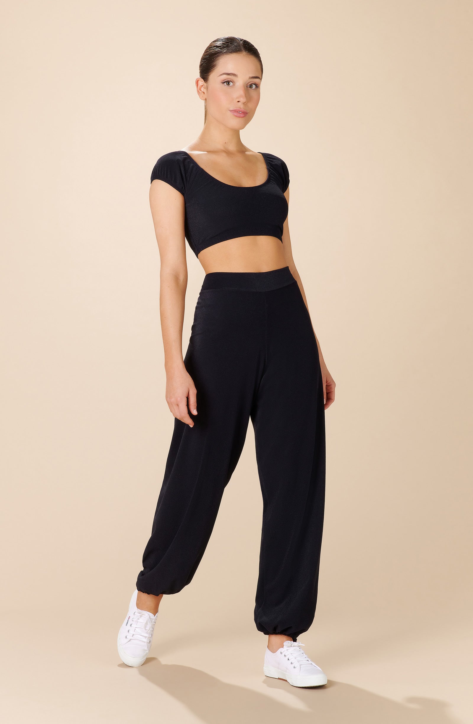 piter Black-terry-high-waisted-trousers