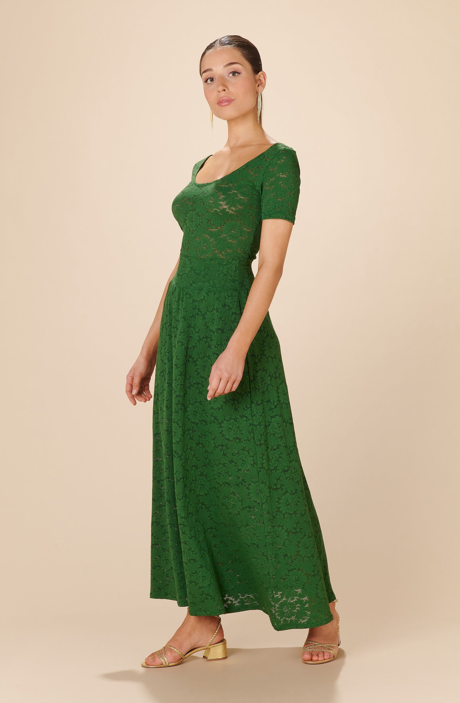 yann olive green short sleeved lace top