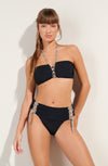 baoba Black bandeau bikini top with lacing