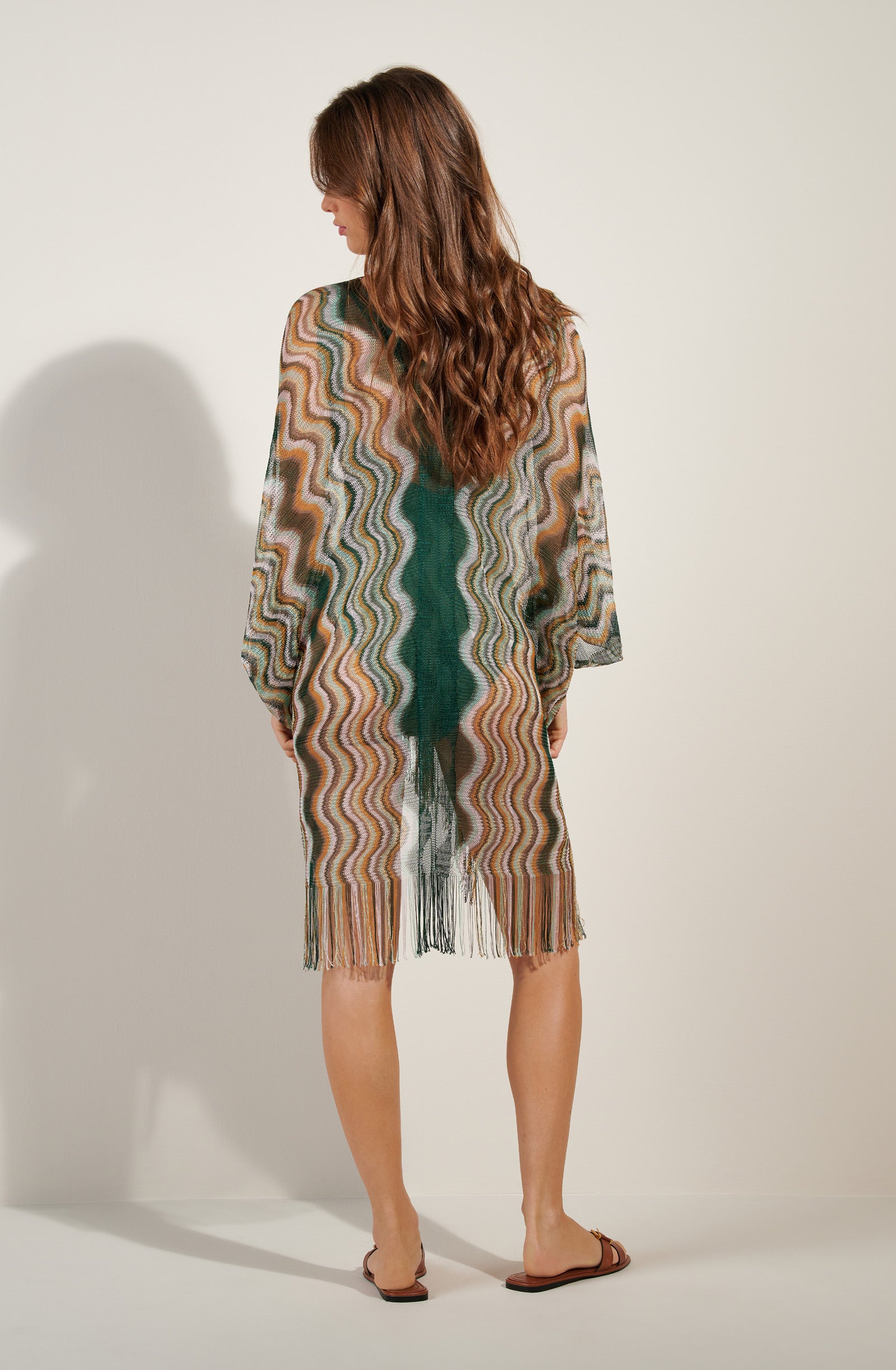 bay zig zag print semi transparent poncho 1