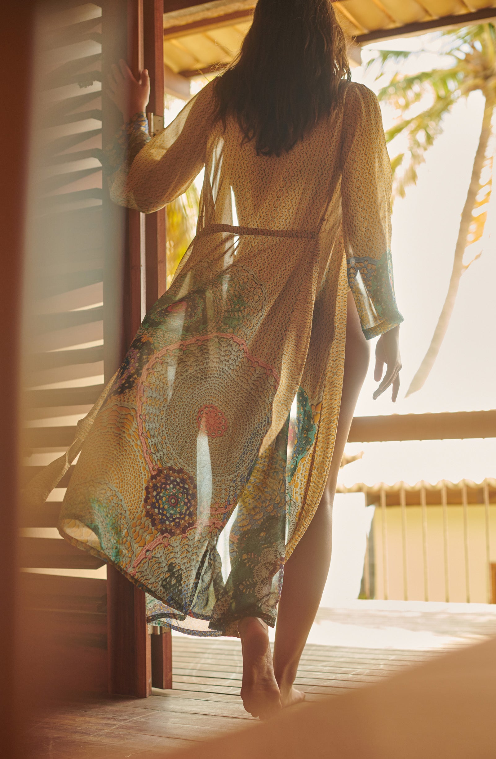 caissy Long kimono ample en voile imprimé GIPSY