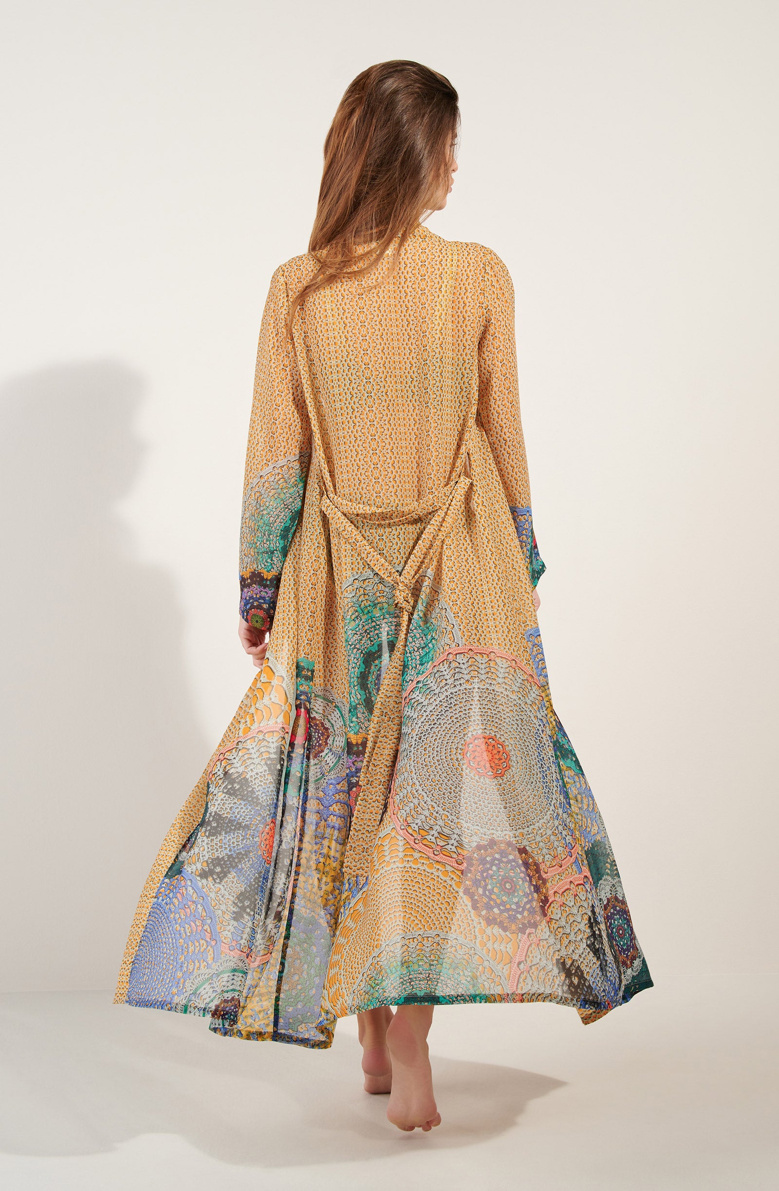 caissy Long kimono ample en voile imprimé GIPSY