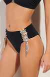calio Black covering bikini bottoms with lacing