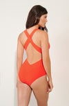 capri Orange back-crossed swimsuit