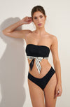 evry Black bandeau bikini top with removable scarf