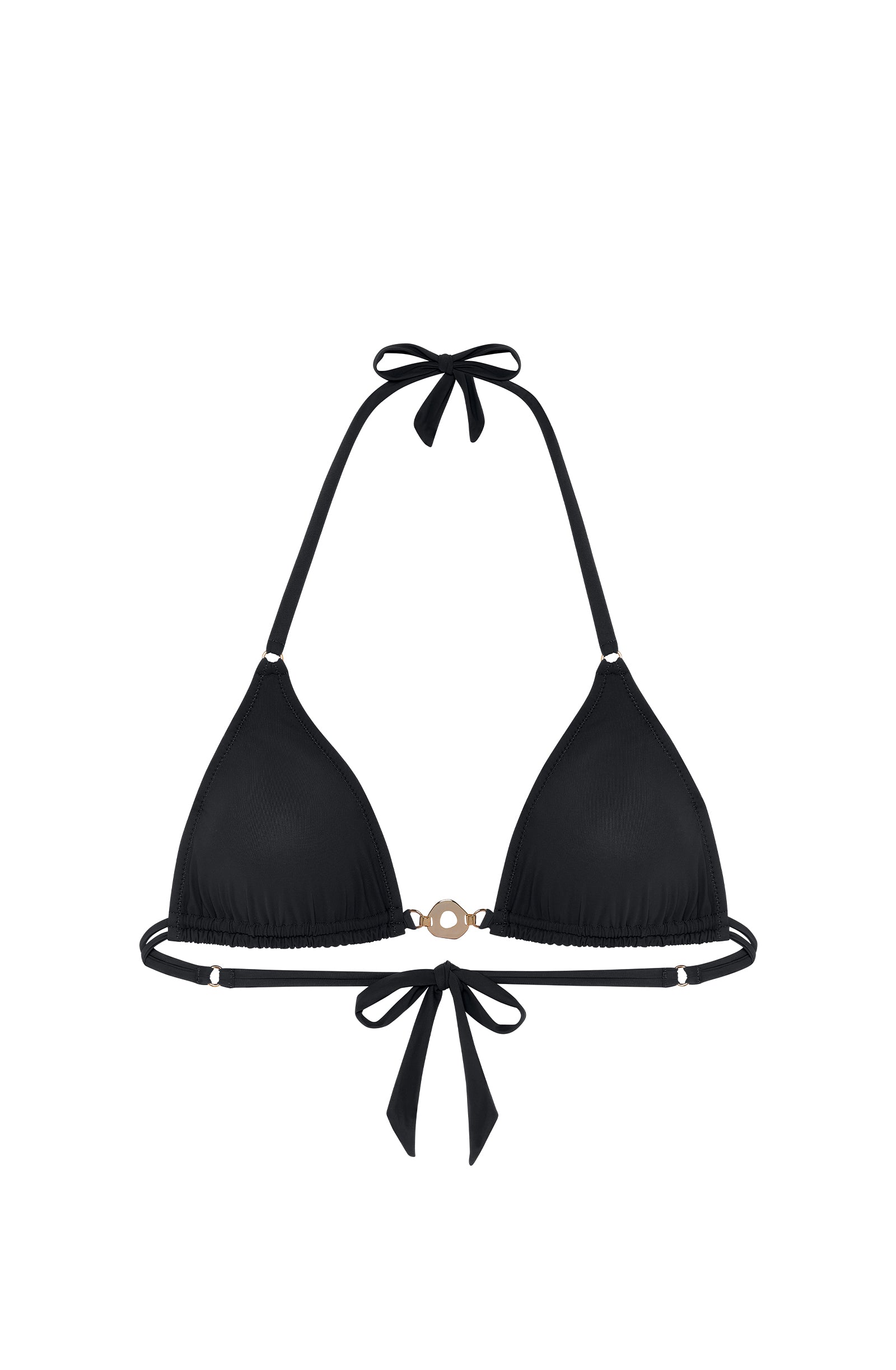 ivoa black triangle bikini top with golden jewel