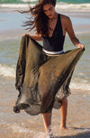 jalia Long khaki transparent pleated skirt