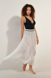 jankan long white pleated skirt