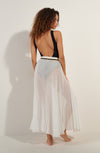 jankan long white pleated skirt