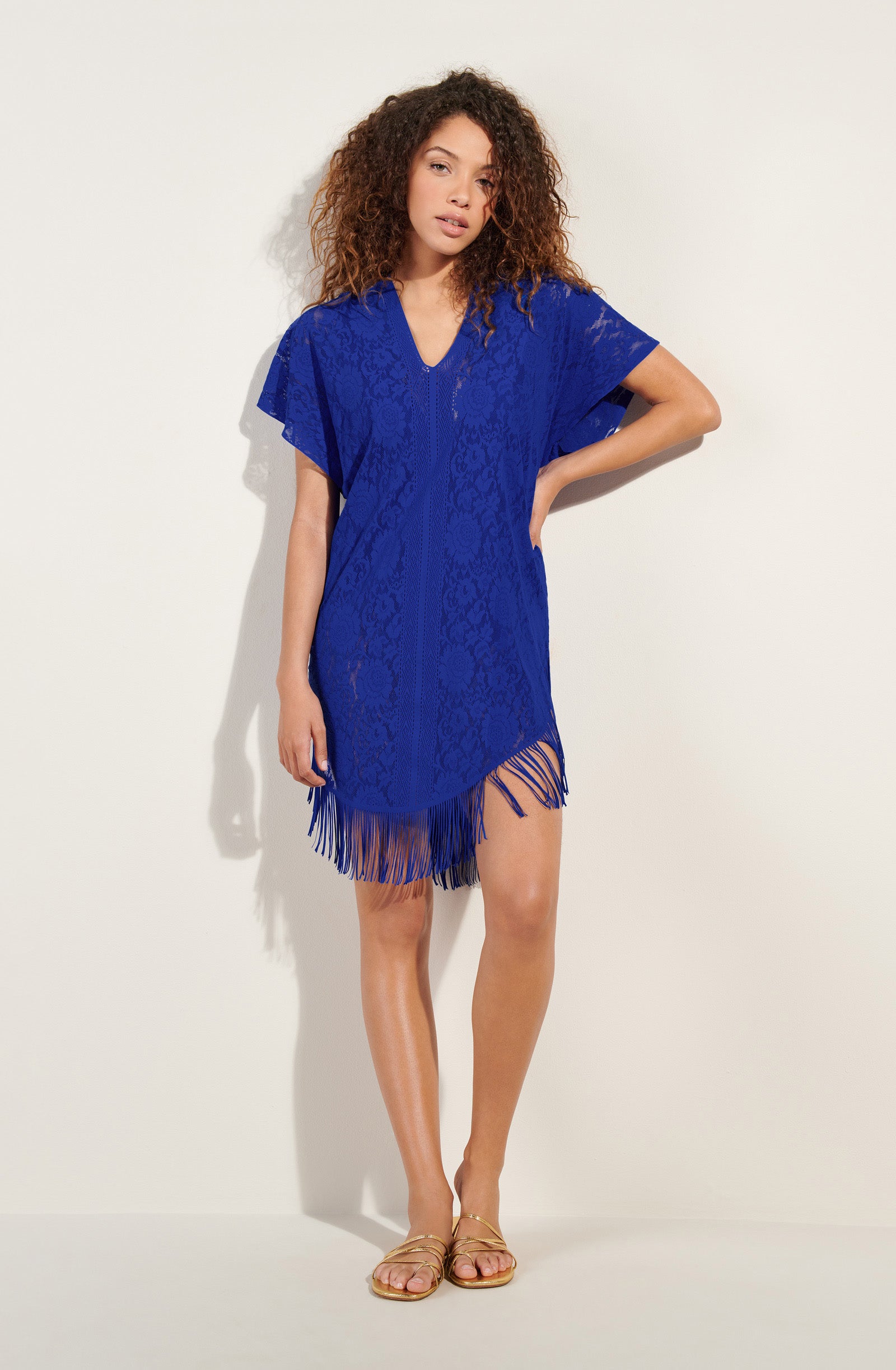 jesse Tunique poncho saphir en dentelle