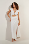 kolil Long foam white cropped-cut dress