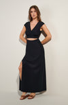 kolil Long black cropped-cut dress