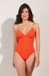 laos Orange and Lurex sports swimsuit