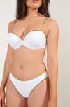 mathis White scooped-out ribbed knit bikini bottoms