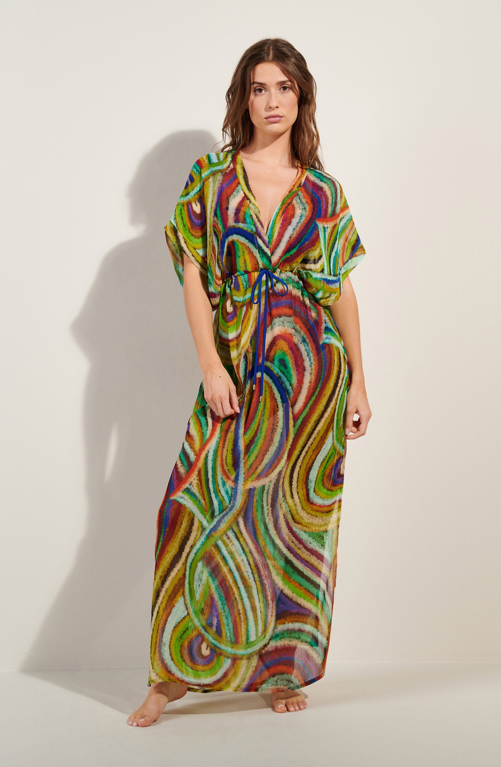 norie Robe longue à manches amples imprimé MULTICOLORE