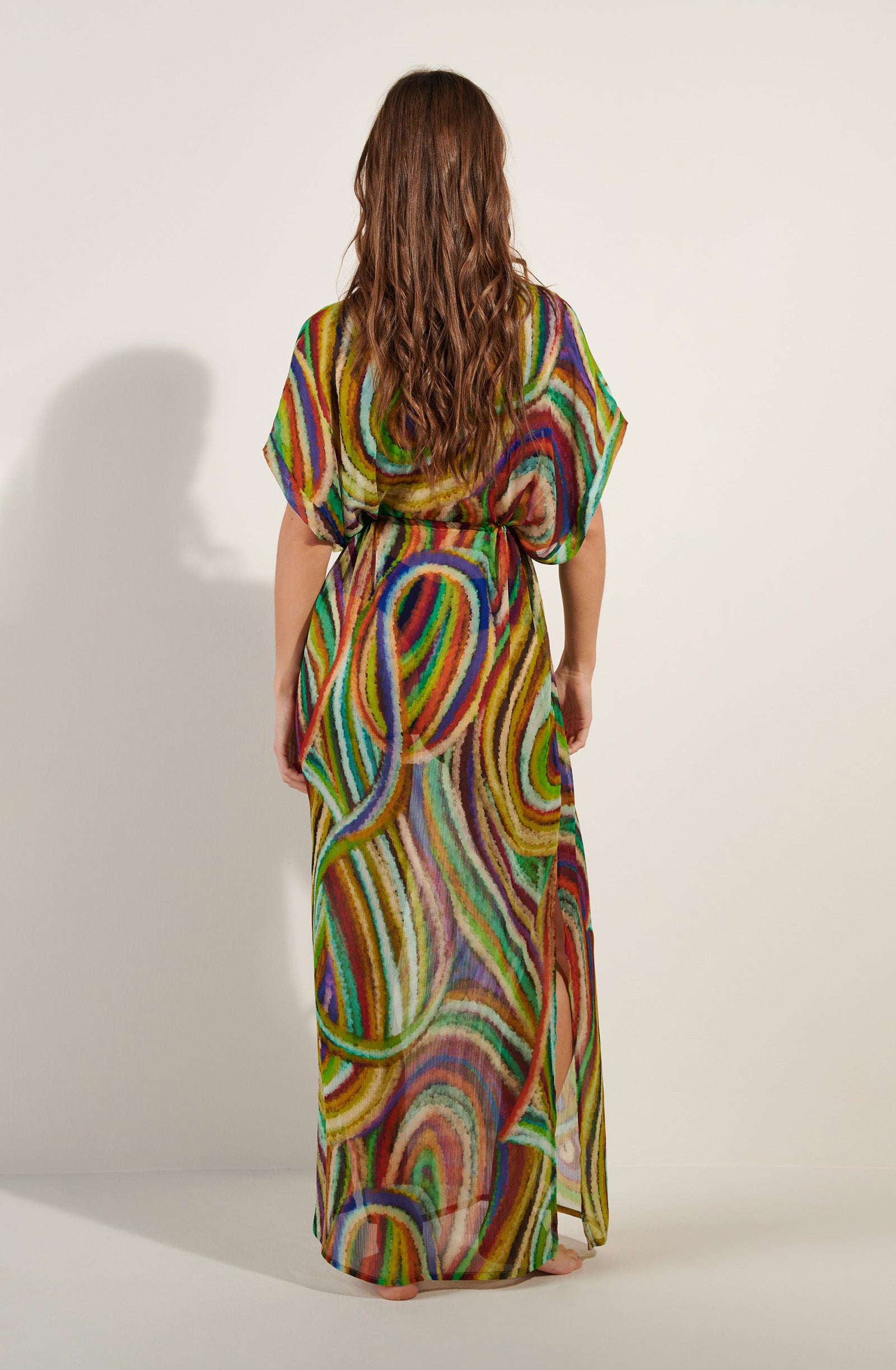 norie Robe longue à manches amples imprimé MULTICOLORE