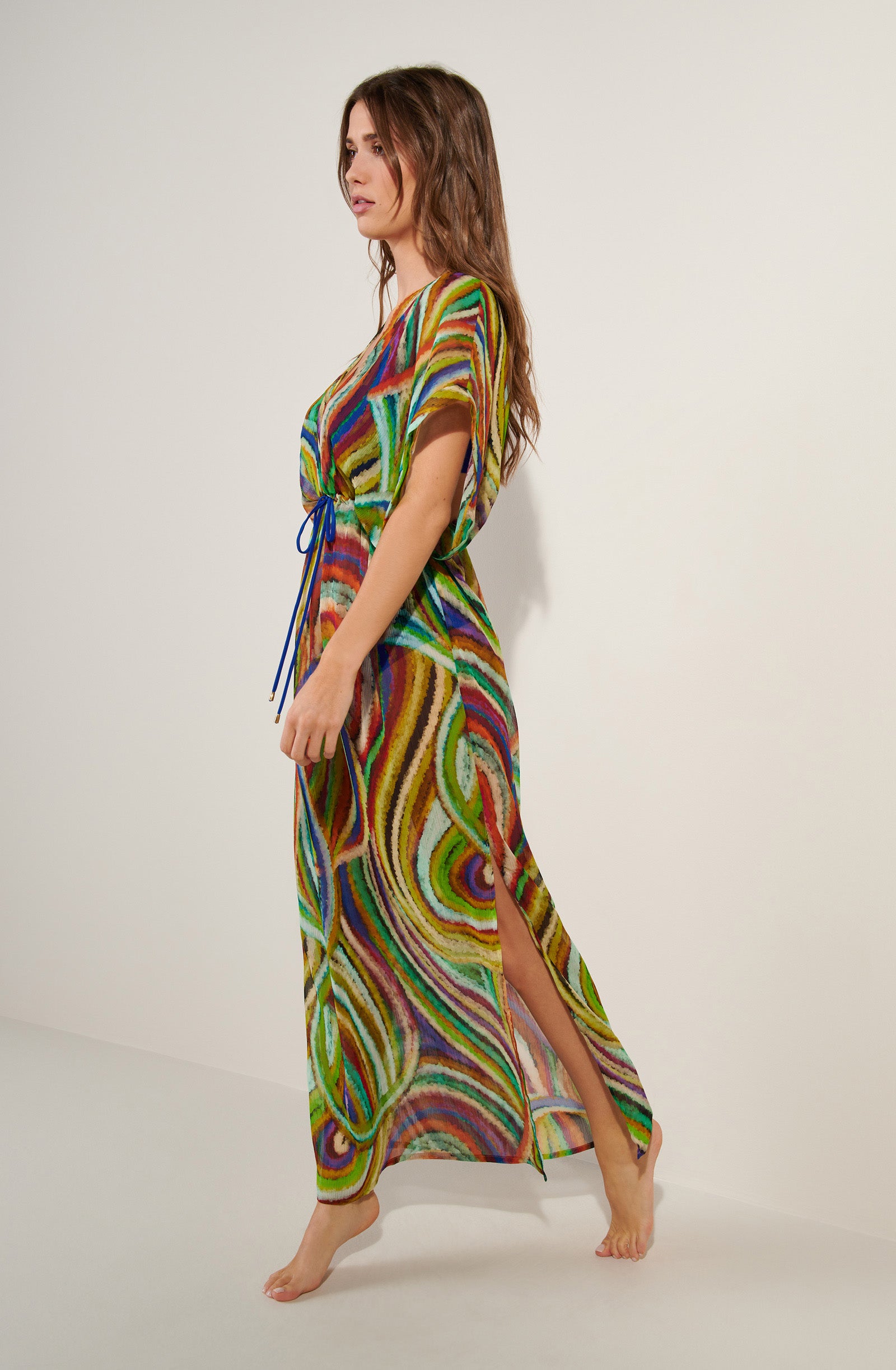norie Robe longue à manches amples imprimé MULTICOLORE