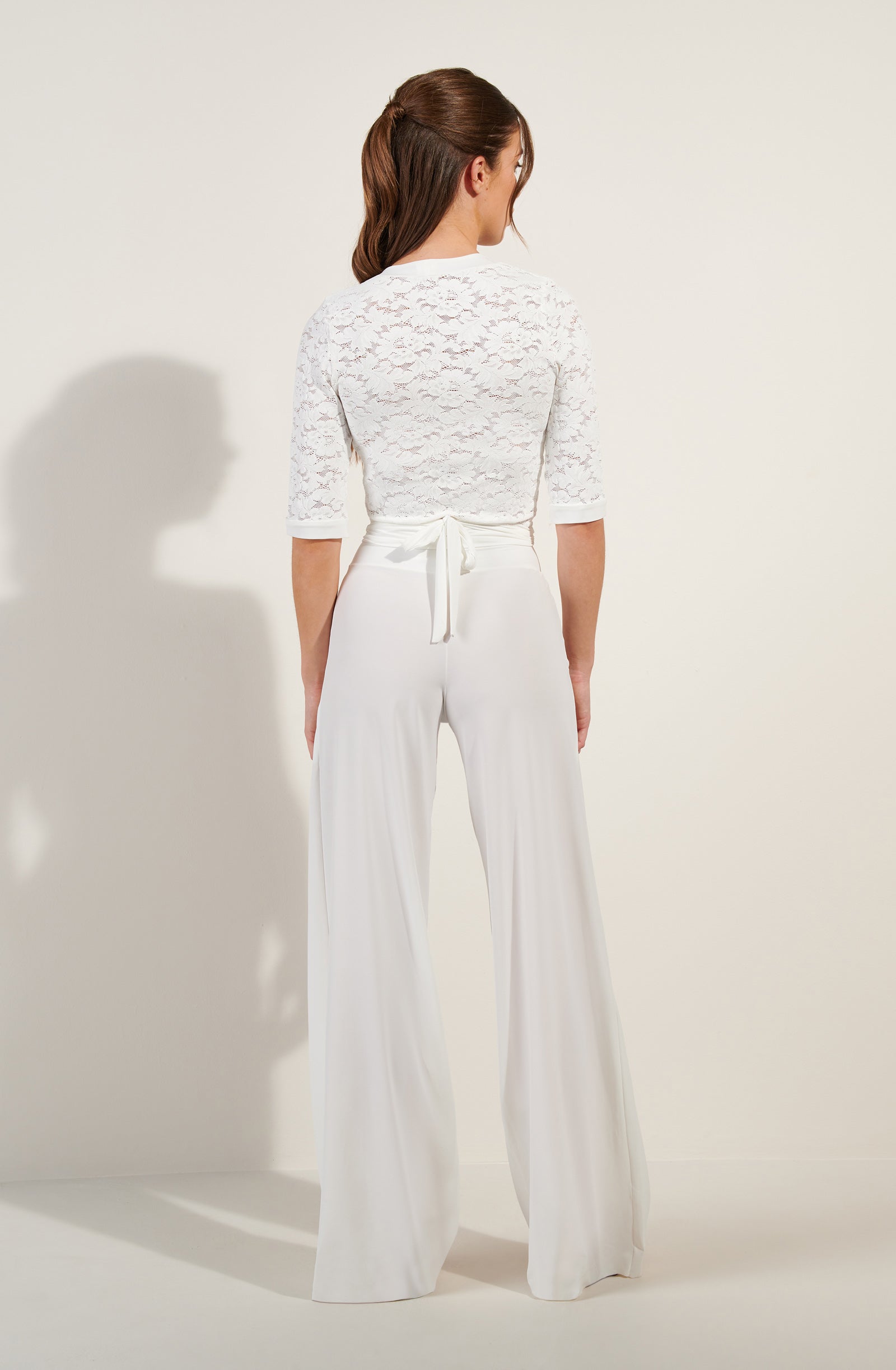 penda Pantalon large taille haute écume