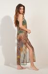 enaya Long GIPSY print iridescent tank dress