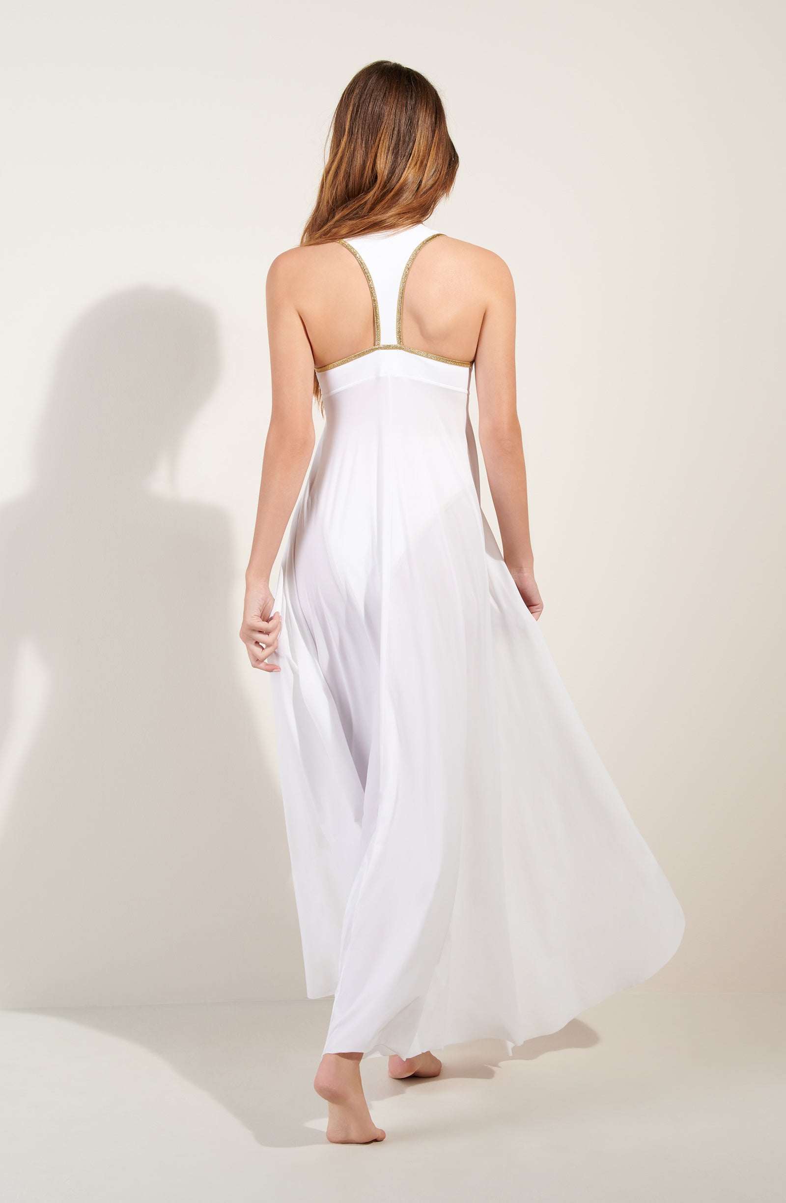 rosane long white dress opened at the front