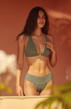 taous Almond green wide-belted tanga bikini bottoms