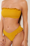 tyma Ochre bikini bottoms with ruffles