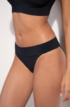 Black high-waisted bikini bottoms